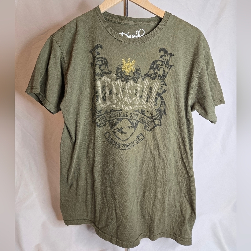 Vintage O’Neill Olive Green Graphic Surf T-Shirt Men’s Size Med
